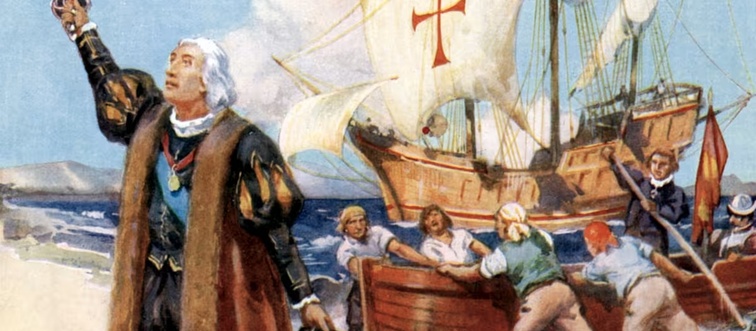 Spin the globe back to 1492 — who is credited with navigating the ocean blue and landing on American shores?